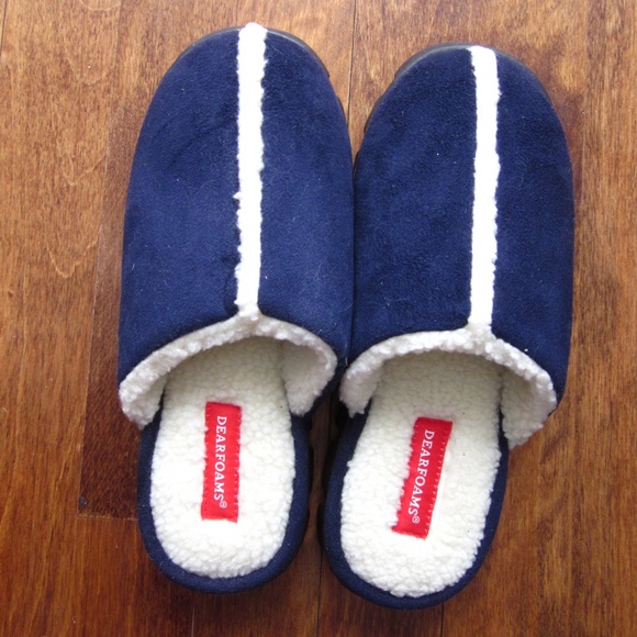 NWOT Dearfoams - Royal Blue Sherpa Slippers - Picture 1 of 8